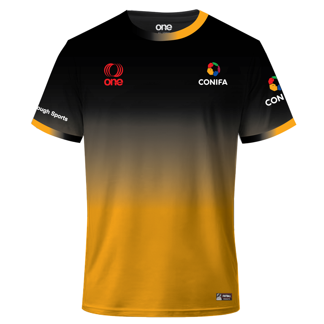 CONIFA Official Home Jersey – Black & Gold Crew Neck Edition