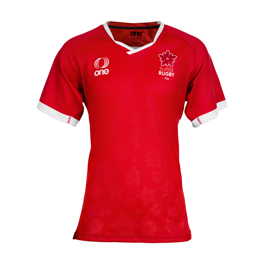 Customizable Red Suisse Rugby Replica Jersey