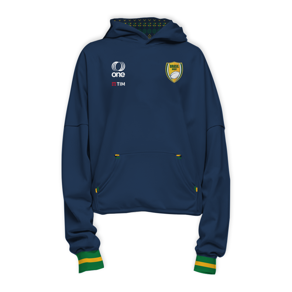 Youth Brazil Rugby Hoodie with Jacquard Ribbed Cuffs and Graffiti Design