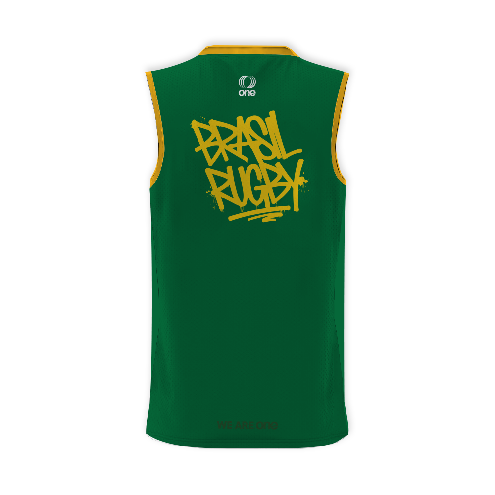 Brazil Rugby Women Tank Top with Graffiti Design and Two-Tone Yellow/Green