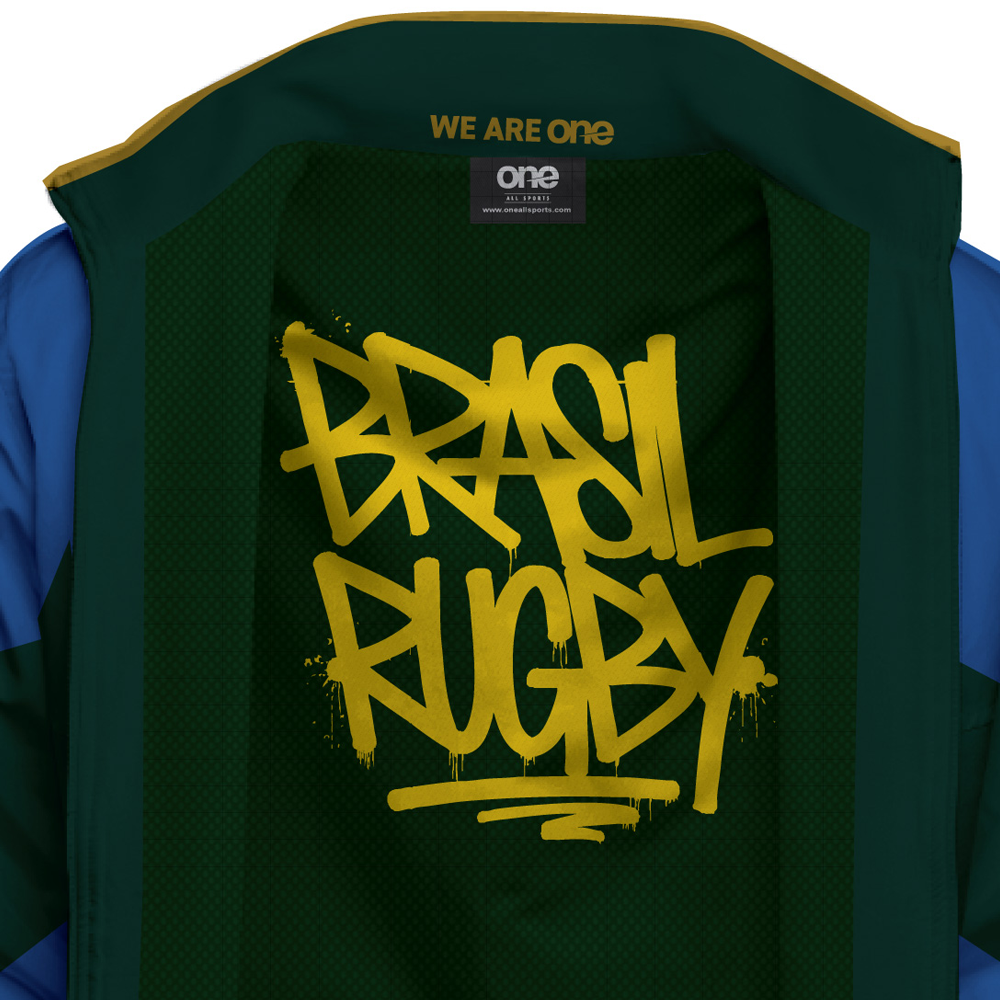 Brazil Rugby Two-Tone Performance Rain Jacket with Graffiti Design