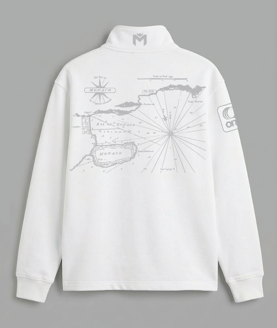 E1 Team Monaco Terry Fleece Full zip swater Organic cotton with embroidery logos front and back