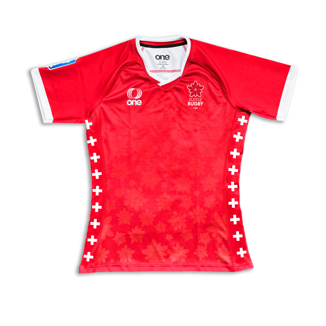 Customizable Red Suisse Rugby Men Match Game Jersey