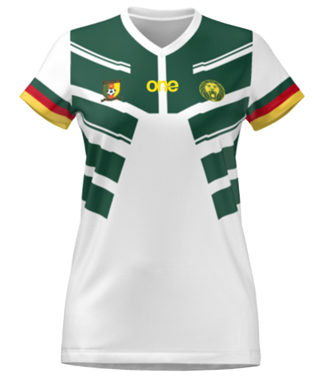 Official Women Cameroon FECAFOOT White Fan Wear Jersey