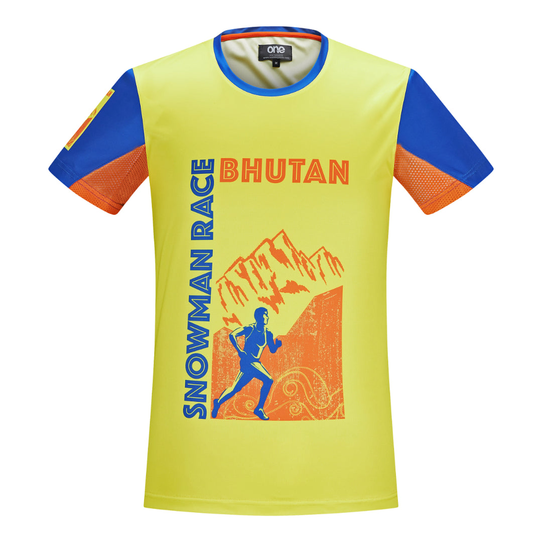 SNOWMAN RACE YELLOW SHORT SLEEVE T-SHIRT